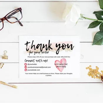 

Personalize Logo Business Name Card， Custom Text Social Medial Card，Thank You Card for Customer, Business Thank You Cards
