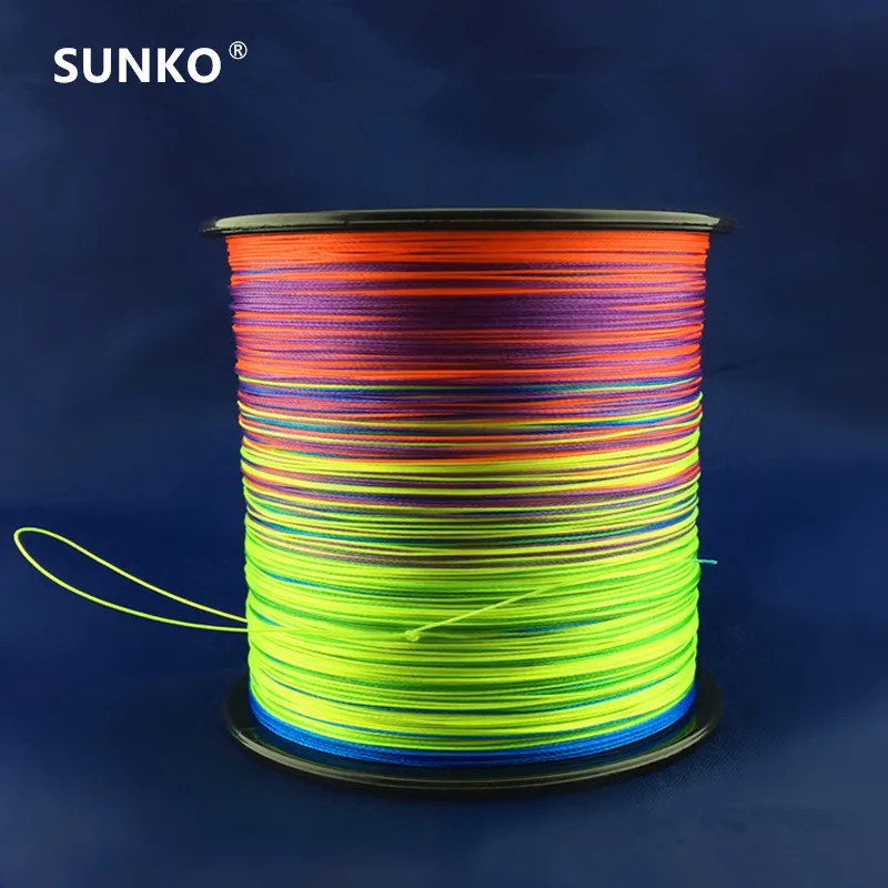 8 нитей 300 м 500 м 1000 м SUNKO брендовая японская мультифиламентная полиэтиленовая цветная плетеная леска 15~ 140 фунтов