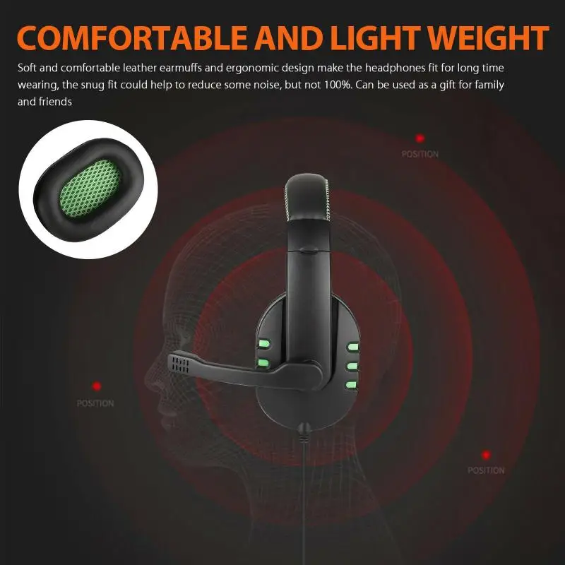 Headphones With Microphone Noise Reduction LED Lights Stereo Gaming Headset For PS4 Xbox One Nintendo 3DS Switch PC IPad PSP