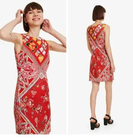 10 DESIGUAL/; платье с короткими рукавами и принтом в испанском стиле; различные размеры 36-46 - Цвет: 10