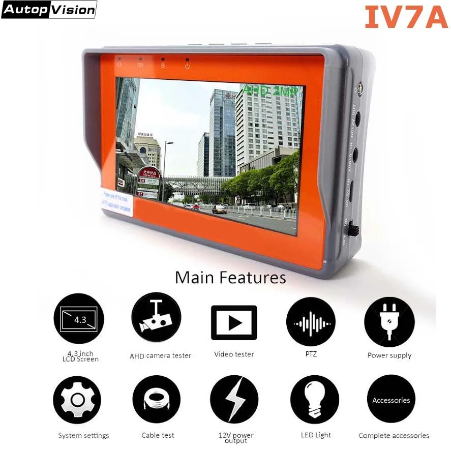 Тестер AHD IV7A 1080P AHD CCTV камеры тестер 4,3 дюймов RS-485 PTZ contorl ethernet-кабель тест 1080P AHD камера тест ing монитор