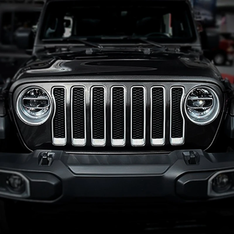 Передняя решетка решетки вставки и крышки фар Накладка для- Jeep Wrangler JL(упаковка из 9