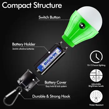 Hurricane Emergency Light Camping Light Bulb Camping Tent Lantern Light Bulb Camping Equipment, Battery Powered 3