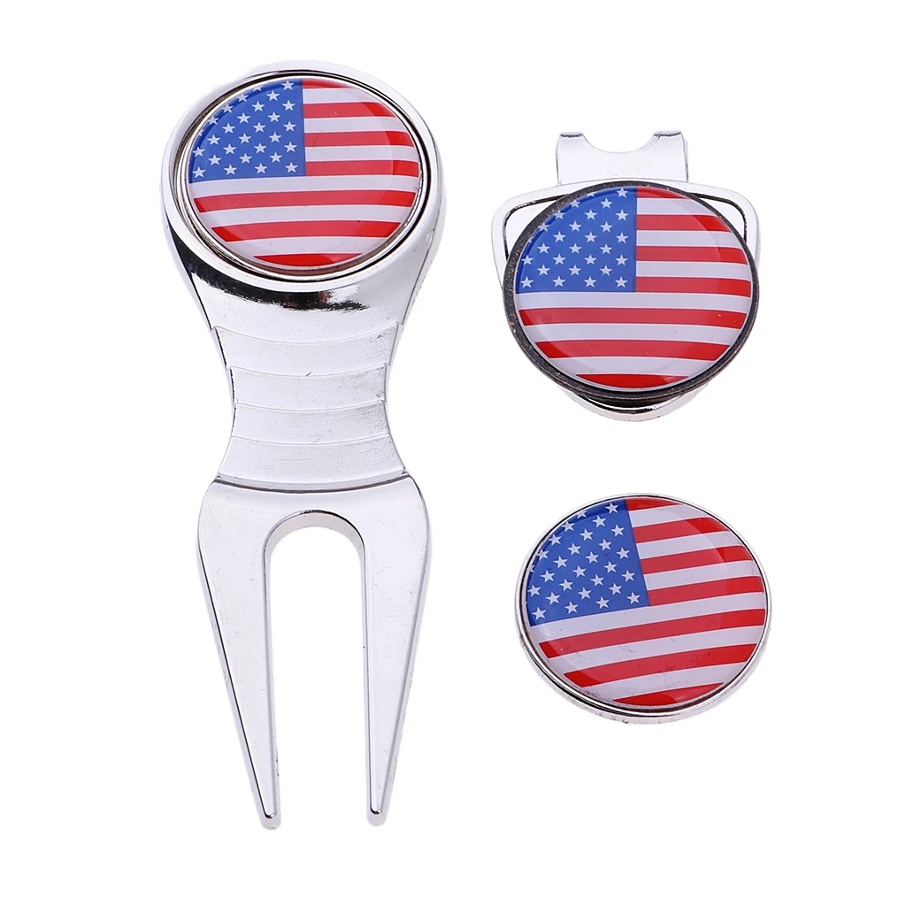 1 Set Pitch Repair Divot Tool, Hat Clip And Golfer Club Ball Marker Gift Set