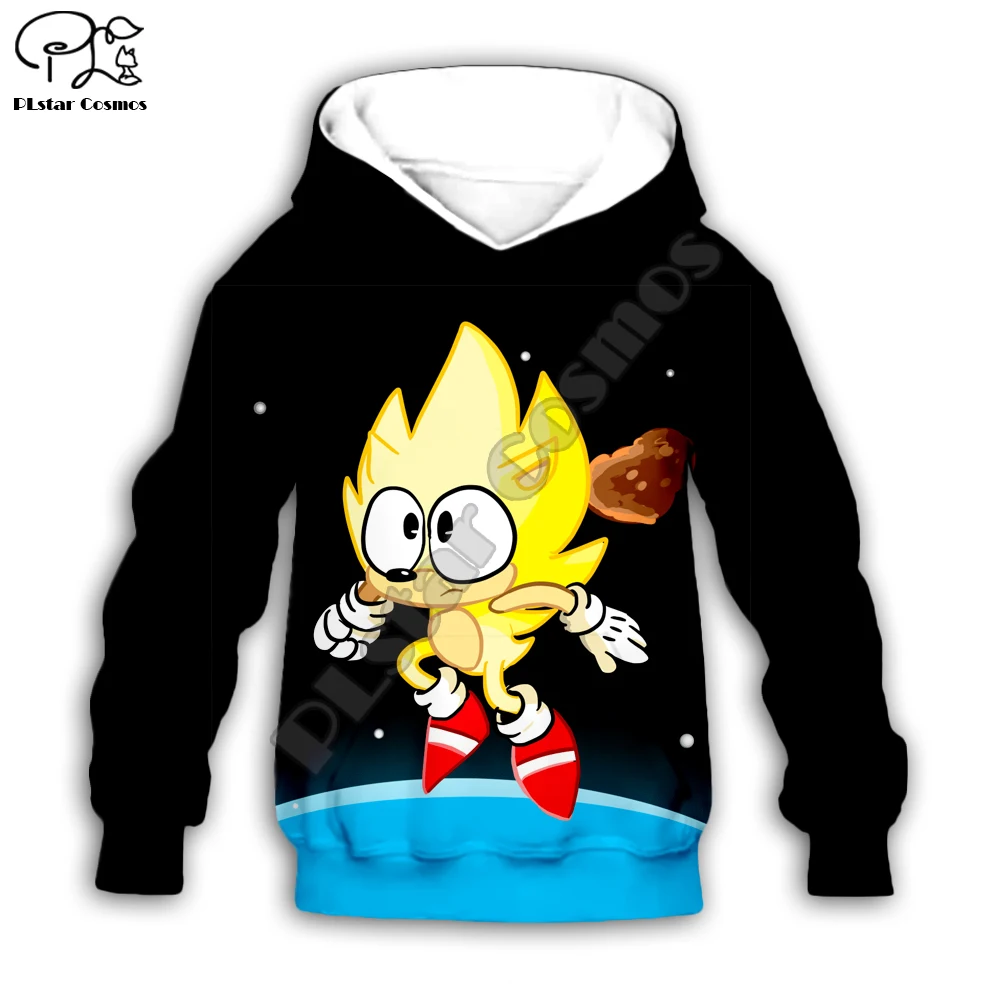 

Kids Set Super Sonic Hedgehog 3d Hoodies zipper Pullover baby Cartoon Anime Sweatshirt Tracksuit/pants/family t shirt shorts 05