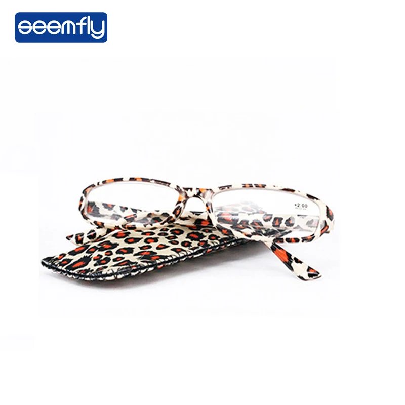 Seemfly Printed Reading Glasses Spring Hinge Rectangular Presbyopic Reading Glasses Matching Pouch+1.0 1.251.5 1.75 2.25 to 4.0