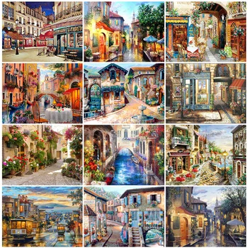 

HUACAN 5D Diamond Painting New Arrival City Home Decor Full Square Mosaic Landscape Diamond Art Embroidery Sale