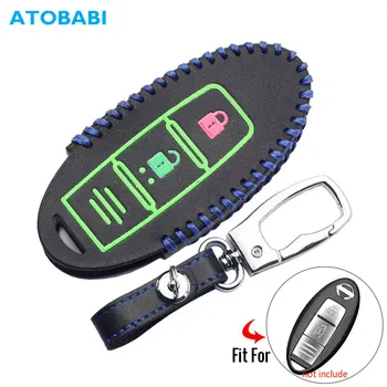 

Luminous Leather Car Key Case For Nissan Armada Murano Rogue Maxima Altima Sedan Infiniti Smart Remote Fob Cover Protector Bag