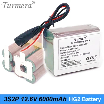 

Turmera 3S 12.6V 10.8V 6000mAh 3S2P Lithium Battery Pack 18650 HG2 3000mAh 30A Battery Cell with 40A BMS for Screwdriver Battery