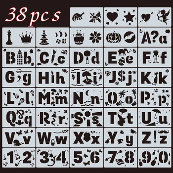 

Reusable Alphabets Letters Number Stencils Drawing Painting Templates Laser Cut Stencil for DIY Craft Home Wall Decoration Tool