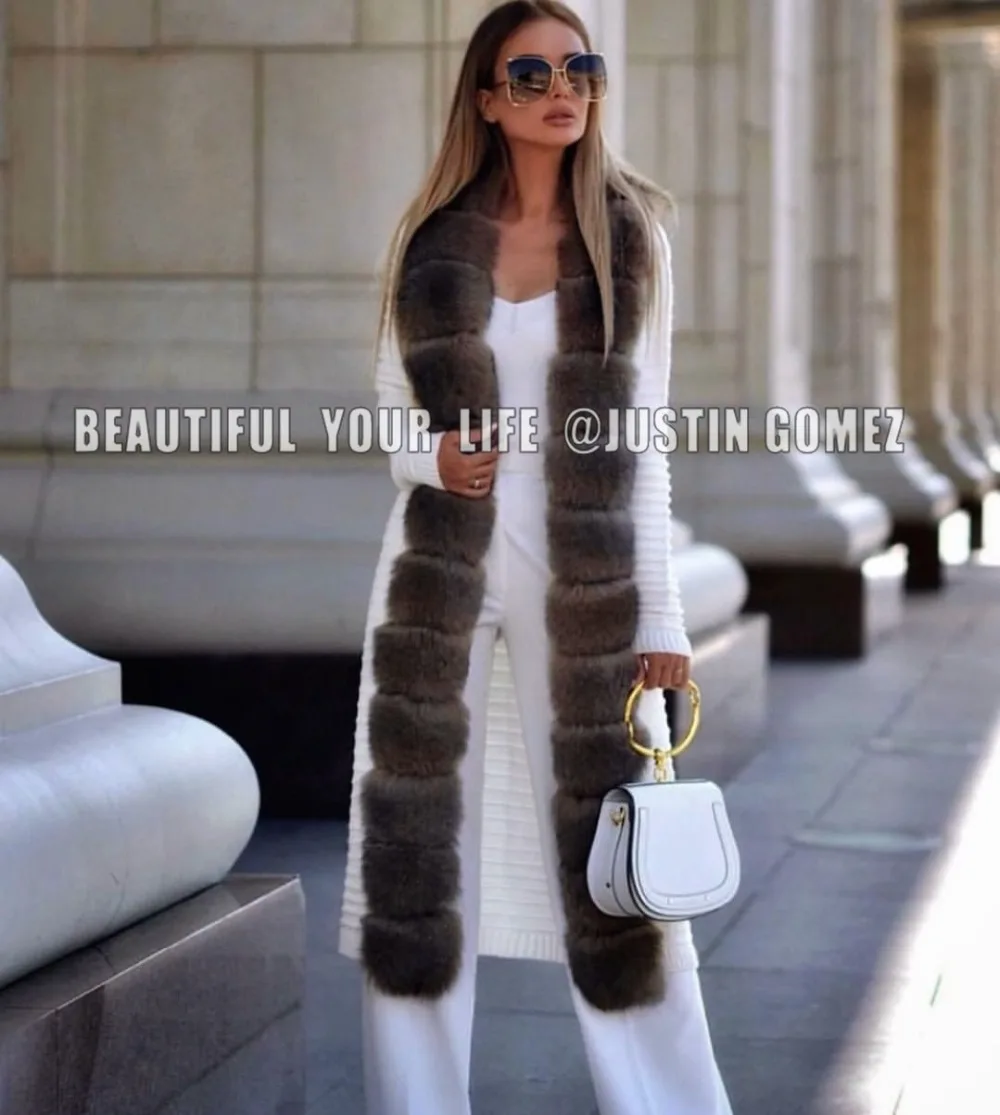 New Design High-end Fashion Chic Elegant Winter Clothes Women Warm High Quality Women Sweaters With Long Natural Fox Fur Collar