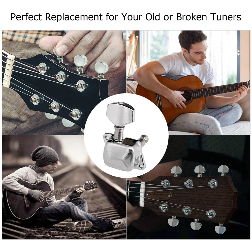 Firm Durable Anti‑Corrosion for Folk Guitar Music Lovers Electric Guitar Tuners Silver Vbestlife Acoustic Guitar Pegs 