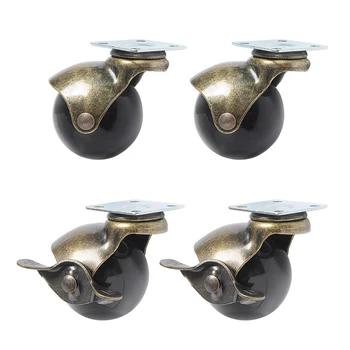 

360 Degree Swivel Caster Wheels, Ball Caster Wheels With Top Plate No Noise Wheels For Furniture Cabinets(1.5/2 inch with brake)