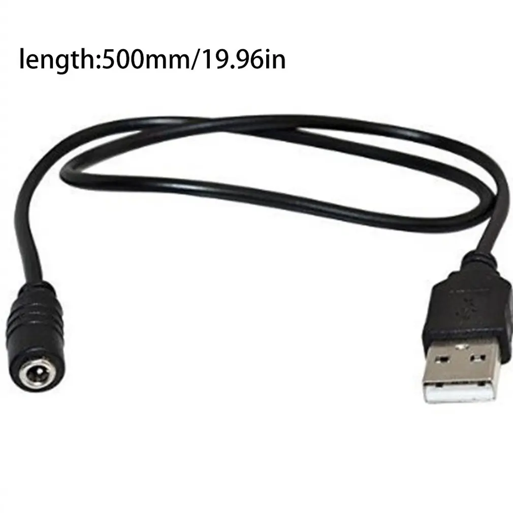 50 см USB штекер 1,35x3,5 мм Женский DC мощность баррель 5V кабель питания черный