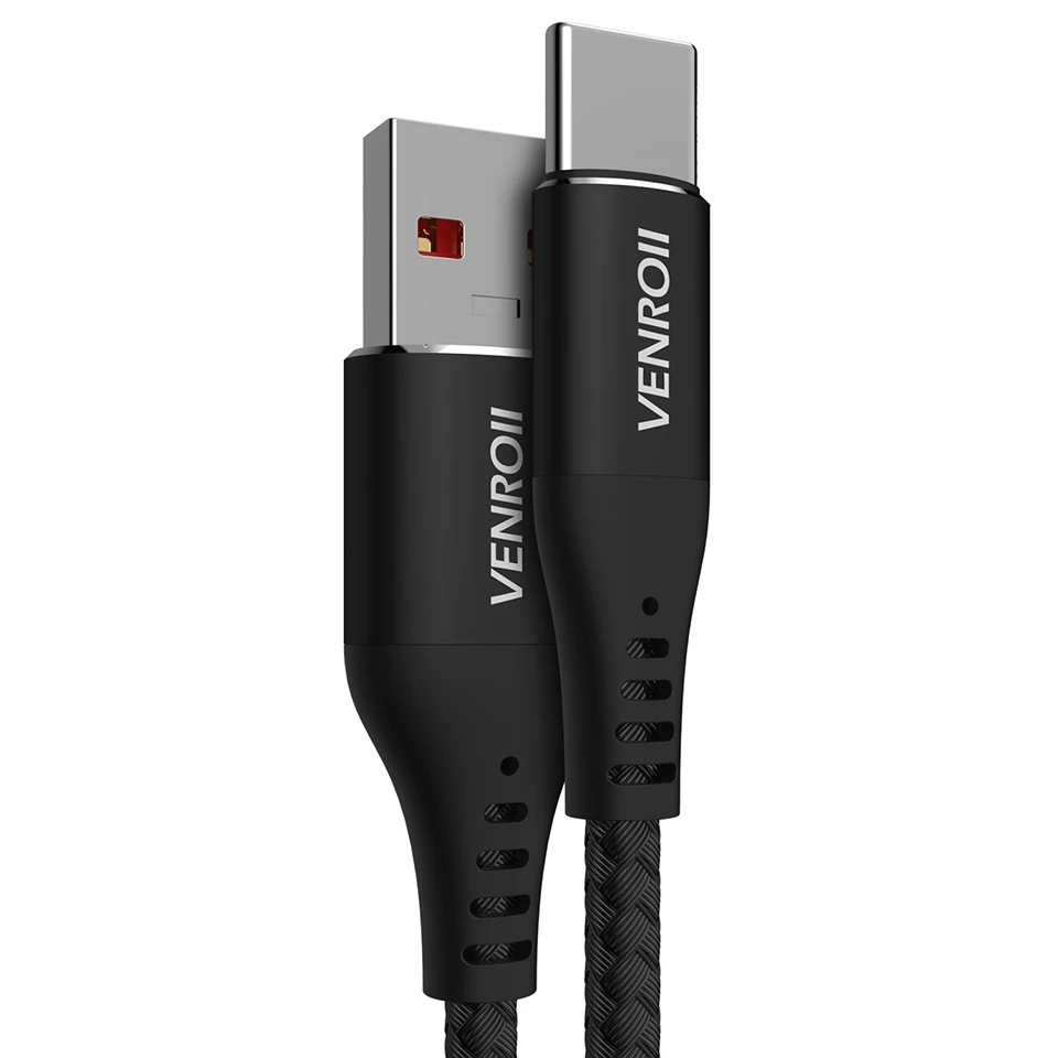 Venroii usb type C кабель для huawei mate 30 20 P30 P20 Pro Honor 10 5A Supercharge USBC Кабо провод для быстрого заряда для Redmi Note 8 - Цвет: Black