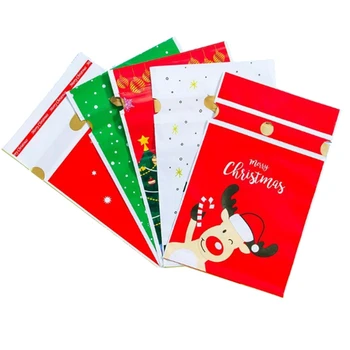 

Professional 50Pcs Dot Heart Candy Christmas Plastic Drawstring Bag Cookie Snack Birthday Party Wedding Decor Christmas Gift Bag