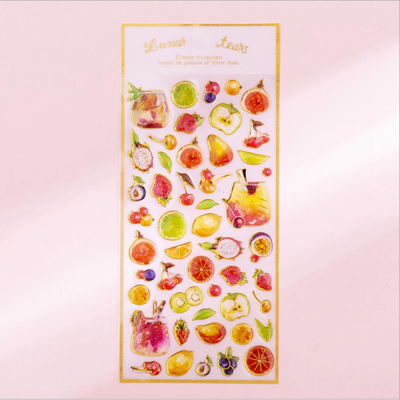 30packs Colorful Crystal Epoxy Planner Sticker Fruit DIY Scrapbook Sticker Diary Sticky Vsco Girl Phone Decoration Stickers - Цвет: Fruit