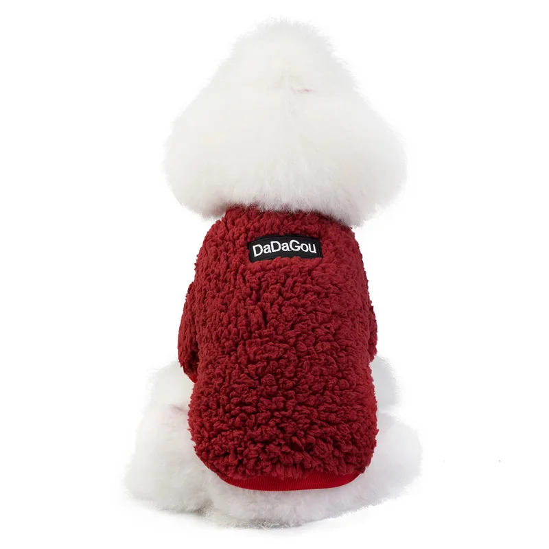 Fashion Pet Small Dog Clothes Winter Warm Dog Jacket Harness Chihuahua Puppy Coats XS-XL - Color: Wine Red