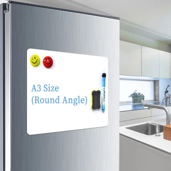 

A3 Magnetic Whiteboard Fridge Magnets Rounded Magnetic Refrigerator Sticker Message Board Home Office Message Tags Kitchen Decor