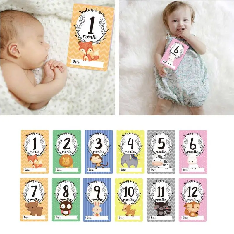 Cartes de partage de photos de bébés | 12 feuilles, ensemble de cartes d'âges, cartes de repère de bébés, cartes Photo de nouveau-né