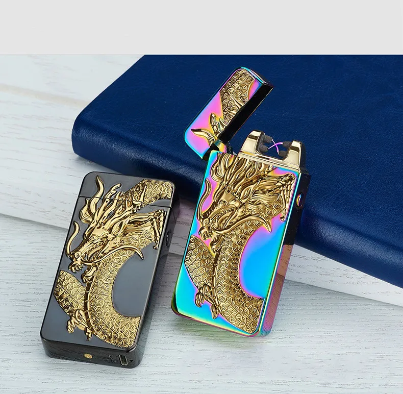 Двойная дуга USB зажигалки металлическая перезаряжаемая беспламенная электрическая зажигалка для мужчин ветрозащитная сигаретная плазма Зажигалка электронная