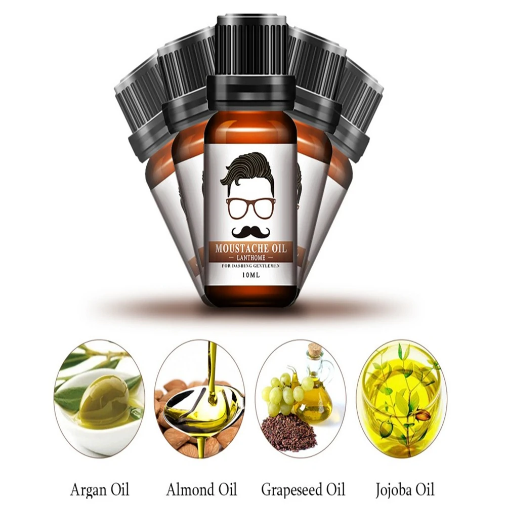 1pc Men Natural Organic Styling Moustache Oil Moisturizing Smoothing Dashing Gentlemen Beard Oil Face Hair Care Top Quality 10ml