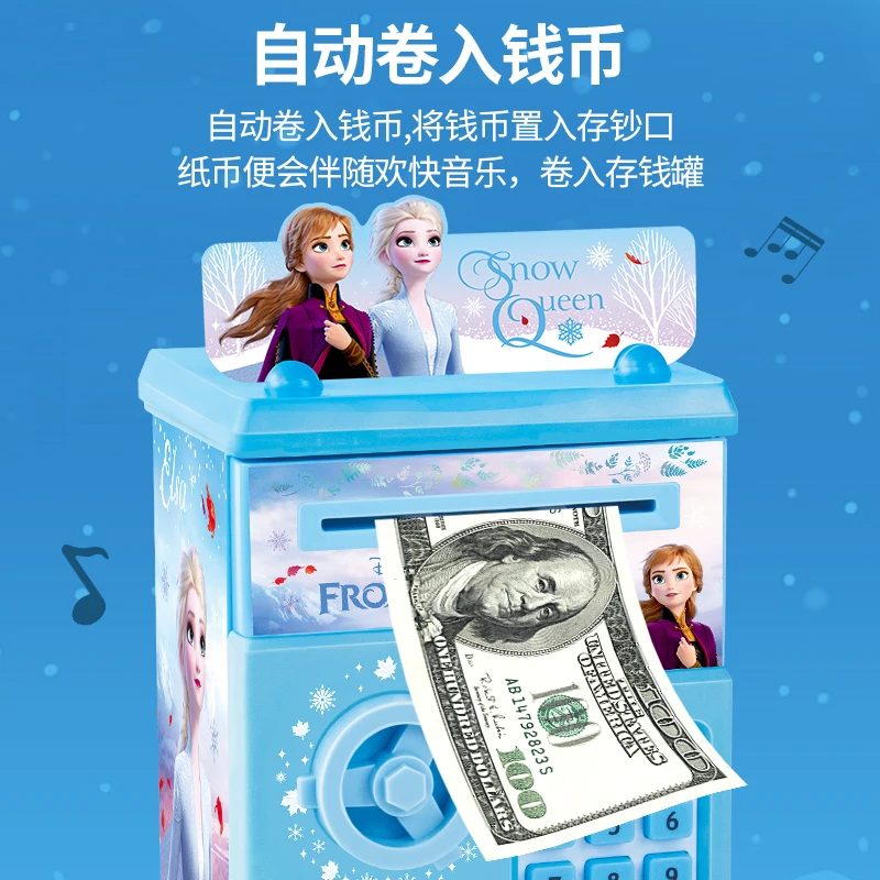 Princess Pretend Toys Disney girls frozen 2 fingerprint piggy bank princess elsa Stitch password box storage box girl gift Creativity toy