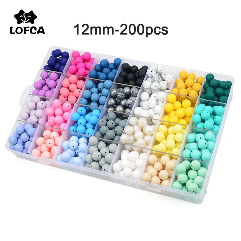 Силиконовые бусины LOFCA 12 мм 200 шт. силиконовые для прорезывания зубов пищевой