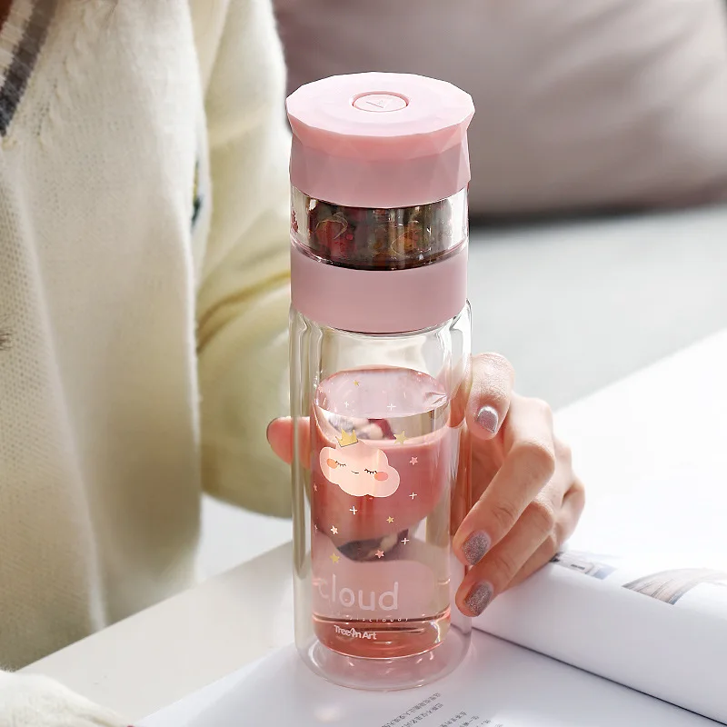 

Fashion Creative Glass Creative Personality Korean Water Cup Outdoor Portable Leak-proof Cup Unique Couple Cute Cartoon Tea Cup