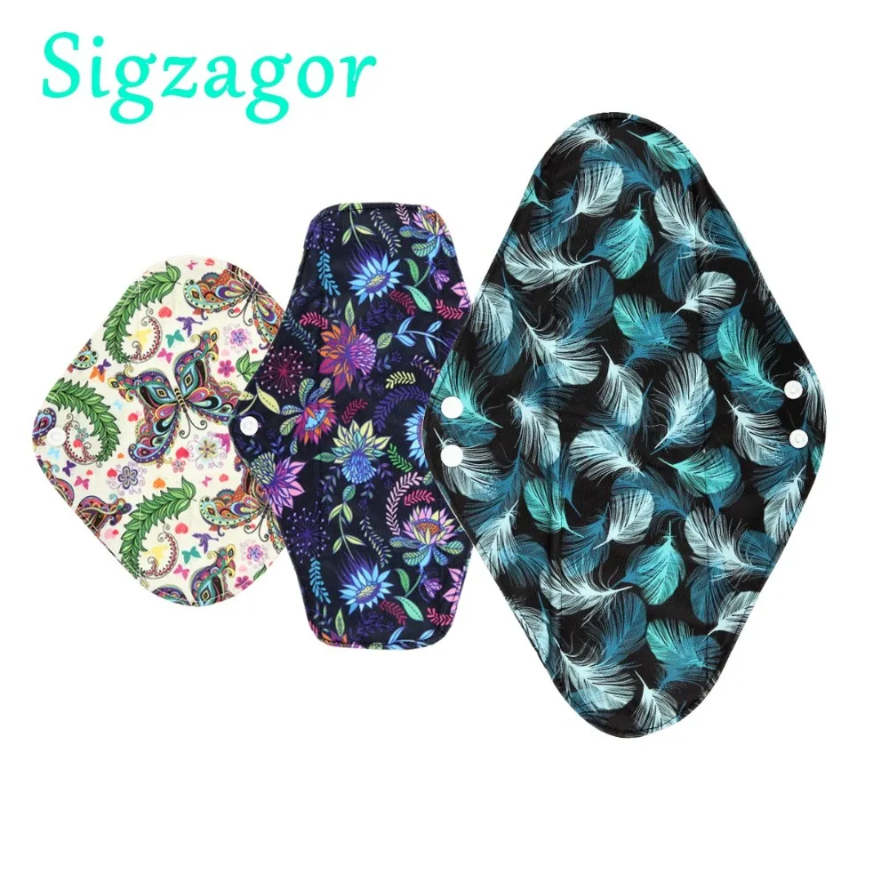 [Sigzagor]M L XL Cloth Menstrual Pad Mama Cloth Sanitary Bamboo Charcoal Reusable Washable Panty Liner Regular Overnight