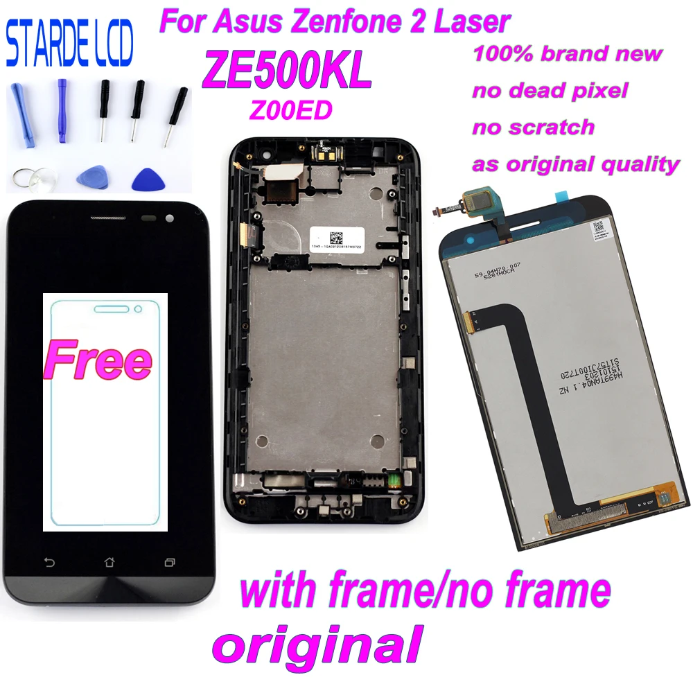 Pаспродажа Starde 5,0 font b lcd b font для Asus Zenfone 2 Laser ZE500KL Z00ED font b lcd b font дисплей кодирующий преобразователь сенсорного экрана в сборе с рамкой и бесплатными инструментами