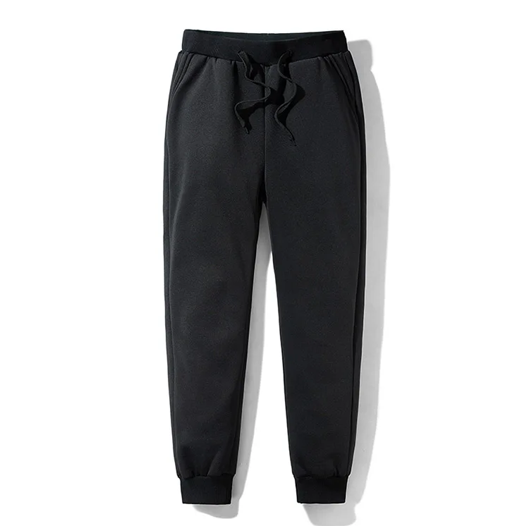 Plus Size Men Winter Pants Solid Flashions Mens Warm Pants For Winter Causal Fleece Men Grey/Black Sweatpants Joggers Elastic