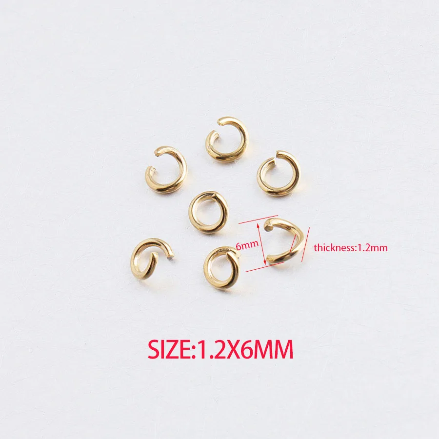Fnixtar 0.5*3.5mm 0.6*4mm 0.8*4/5/6mm 1*/6/7mm 1.2*7mm PVD Gold Color Stainless Steel Open Jump Ring DIY Finding 100pcs/lot
