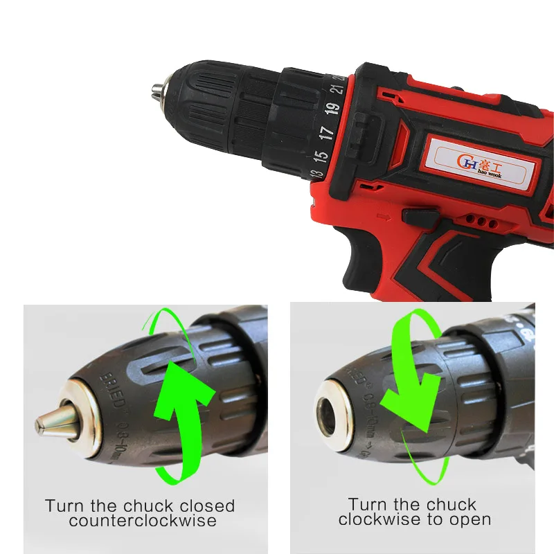 Haowook 25+1 Torque 16.8V 2-Speed Electric Cordless Screwdriver Drill Battery Mini Drill Rechargeable For Electrical Tools