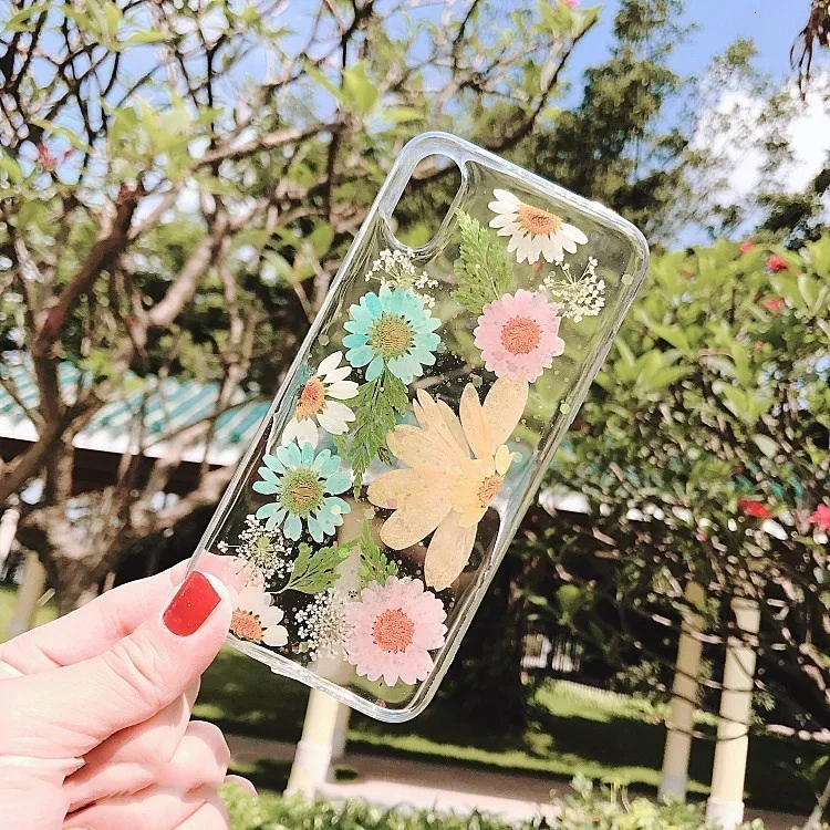 Настоящий Gedroogde Bloemen чехол для телефона для iPhone XS Max XR 6 6 s 7 8 Plus X Силиконовый ТПУ прозрачный чехол s Fundas