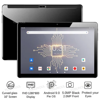 شراءتابلت سوبر منحني ثنائي الزجاج هدية مجانية 64G SD بطاقة 10 بوصة أندرويد 9.0 IPS شاشة المزدوج سيم بطاقة اللعب مخزن لتحديد المواقع أجهزة لوحية 10 10.1