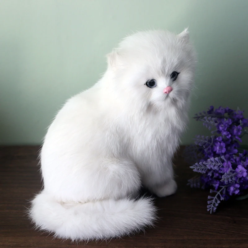 Realistic Cute Simulation Stuffed Plush White Persian Cats Toys Cat Dolls Table Decor Kids Boys Girls 4