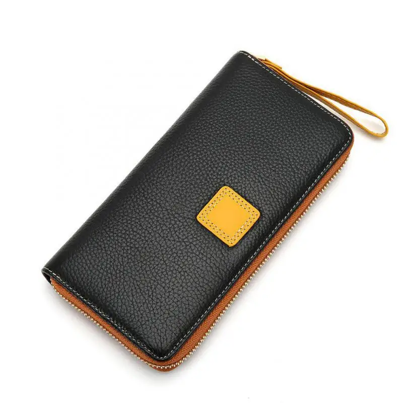 

Kошелек New 100% first layer cowhide ladies wallet Genuine Leather long fashion zipper large capacity soft cowhide wallet clutch