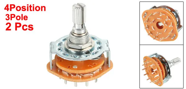 3P4T 2PCS uxcell 1/2pcs Rotary Switch Band Selector 2/3/4 Pole 3/4/5/6 Position Selectable 1-2 Deck for Easily Turned with/no Knob - Color: 3P4T 2PCS