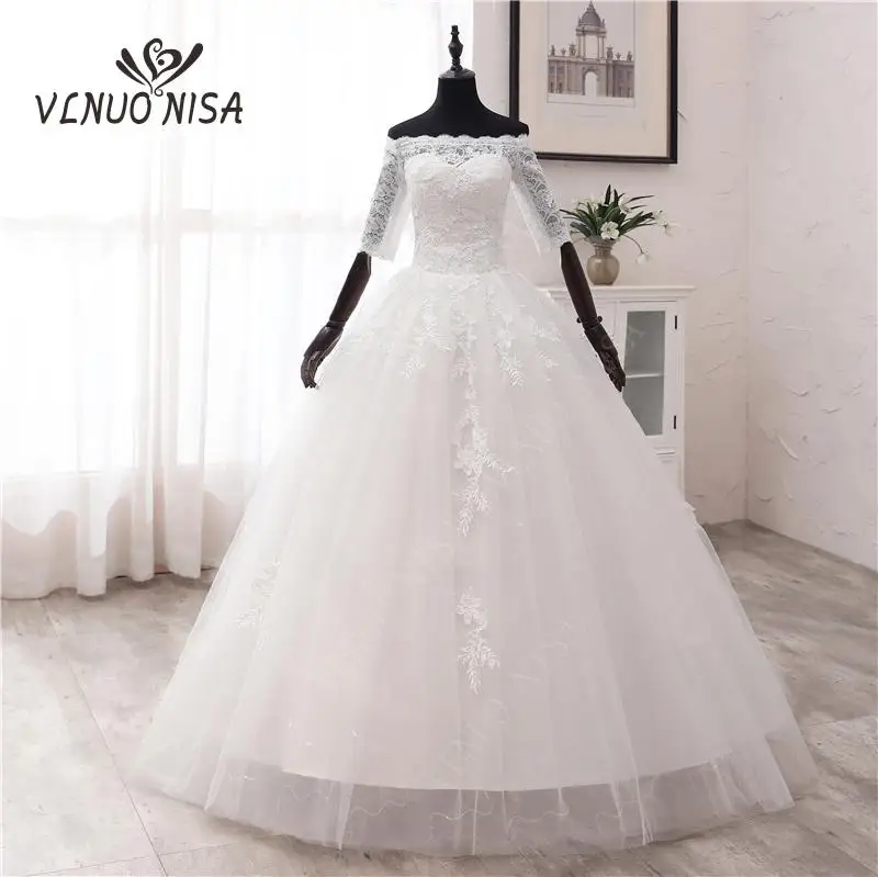 cheap-luxury-lace-off-shoulder-wedding-dresses-2020-off-white-half-sleeve-vintage-vestidos-bride-plus-size-ball-gown-real-photo