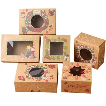 

6Pcs Box Premium Cute Creative Portable Durable Dessert Box Cupcake Container Christmas Gift Boxes for Home Shop Party