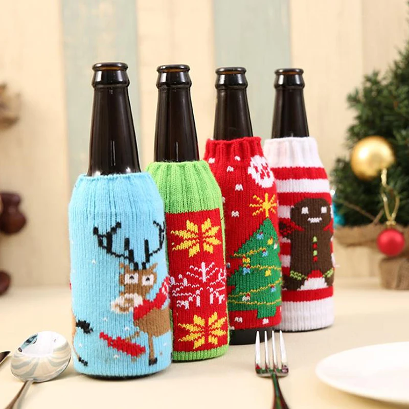

Christmas Decorations Santa Claus Wine Bottle Cover Snowman Gift Holders Xmas Navidad Decor New Year Dinner Party Table Decors