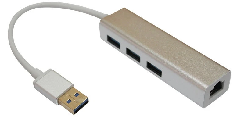 Usb3.0-поворот RJ45 проводной сетевой карты многофункциональный удлинитель концентратора 3 рта USB3.0 алюминиевый концентратор