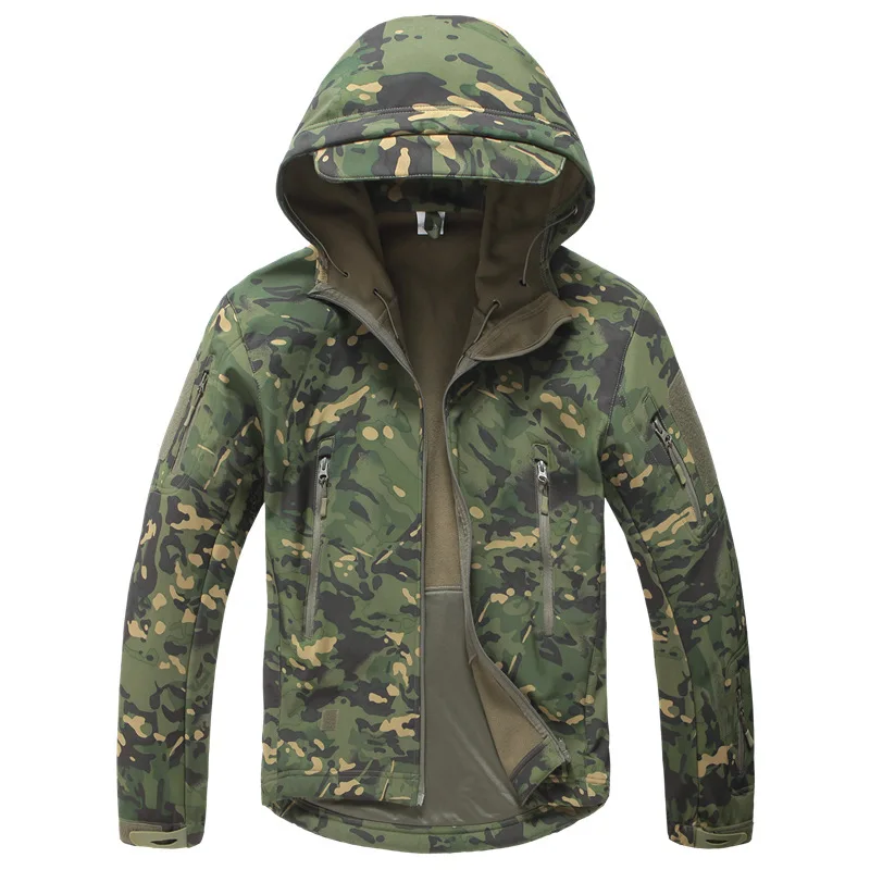 Скрытень Акула кожа софтшелл V5 Военная тактическая куртка для мужчин водонепроницаемый пальто камуфляж с капюшоном армейская камуфляжная одежда - Цвет: Multicam Tropic