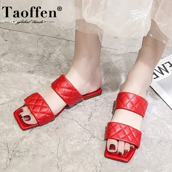 

Taoffen Women Shoes Sandals Fashion New Summer Flat Heel Outdoor Shoes Open Toe Slip On Casual Shoes Female Footwear Size 35-41