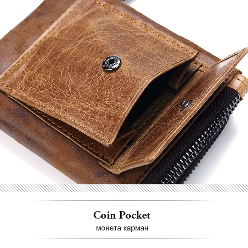 Кошелек Gzcz мужской из натуральной кожи модный бумажник для мелочи кредитница