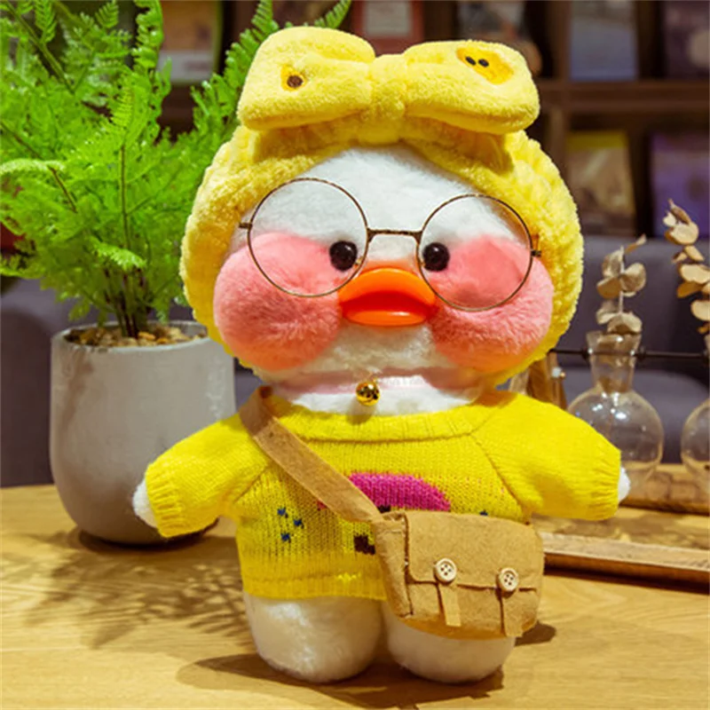 30cm Plushie Soft Plush Toy Lalafanfan Ducks Toys and Clothes and Accessories Hyaluronic Acid Little Yellow Duck Doll Clothes doll accessories for 30cm lalafanfan cafe duck dog plush doll clothes headband bag glasses outfit for 20 30cm plush toy