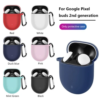 

Headphone Anti-Scratch Full Protective Cover Silicone Case For Google Pixel Buds 2 Earbuds Travel Carrying With Carabiner Hook
