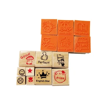 

15pcs/set Kindergarten teachers' seal pattern teaching encouragement Wood Stamp gift