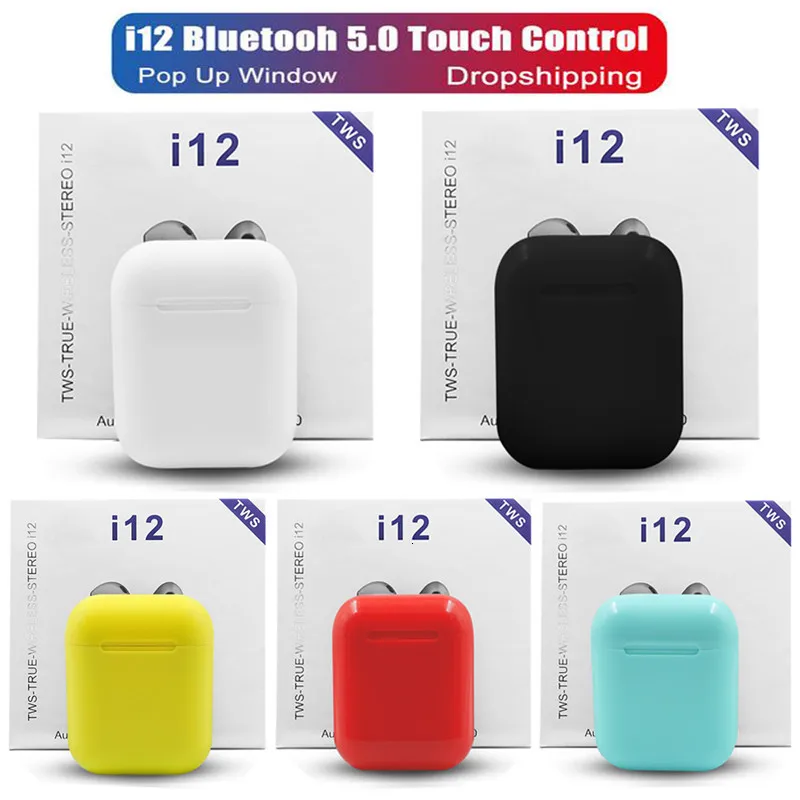 Оригинальные цветные мини I12 TWS, беспроводные наушники Bluetooth 5,0, спортивные наушники с защитой от пота, сенсорные портативные беспроводные наушники